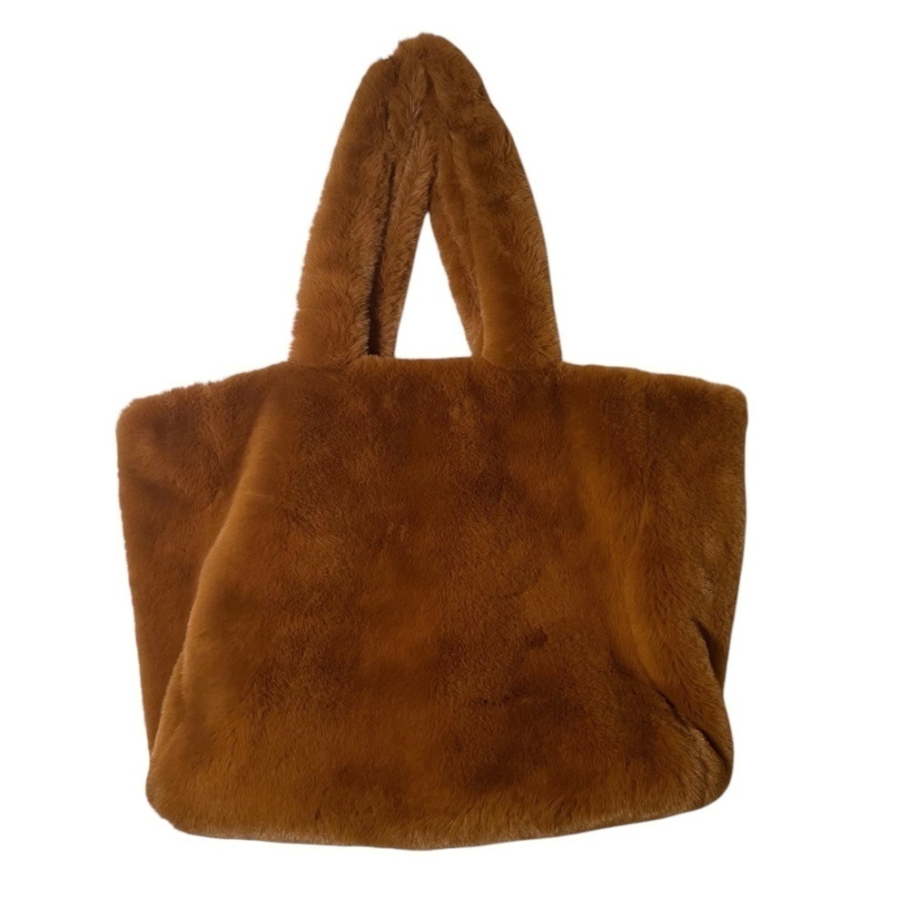 Free People Brown Tan Cozy Commuter Faux Fur Tote Bag NWT - Picture 2 of 9